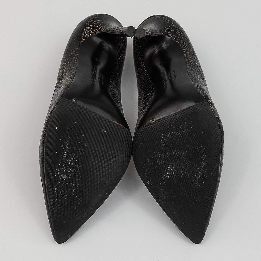 Acne Studios Black Brown Crackle Paint Leather Pointed Toe Pumps - DE 38/US 7.5 - Picture 5 of 12